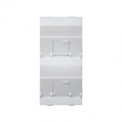 Simon Connect Белая Плата наклонная со шторками на 2 модуля MD (RJ45, оптоволокно), Cima-модуль 52x108мм, S80B-9