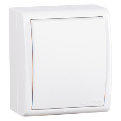 Simon Simon15 IP54  Выключатель 1-клав. с подсветкой 10А 250В~, винт. зажим, белый, 1594104-030