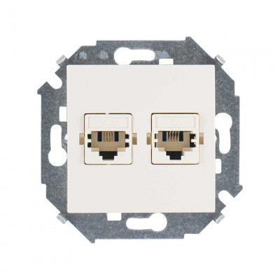 Simon Simon15 Розетка телефонн. 2хRJ11, винт. зажим, сл. кость, 1591589-031