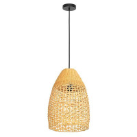 390237 Подвесной светильник (люстра) SAMBUCONA, 1X40W (E27), ?350, сталь, черный / дерево, натуральн