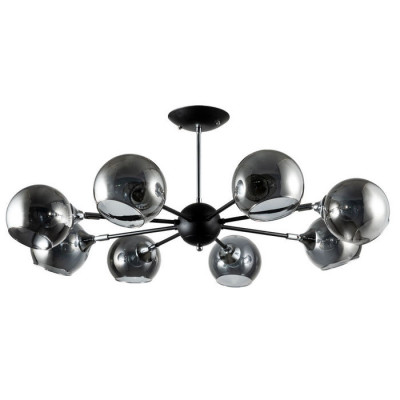 Arte Lamp LAGOS, Люстра, цвет арматуры - черный, цвет плафона/декора - ДЫМЧАТЫЙ, 8х60W E27, A2708PL-8BK