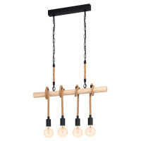 43318 Подвес YOUNGSTOWN, 4X40W(E27), сталь, дерево, черный, коричневый