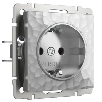 Werkel W1271106/ Розетка с заземлением и шторками (hammer серебряный), a052076
