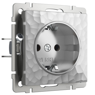 Werkel W1271106/ Розетка с заземлением и шторками (hammer серебряный), a052076