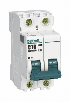 DEKraft Автоматический выключатель 2Р 10А х-ка C ВА-101 4,5кА