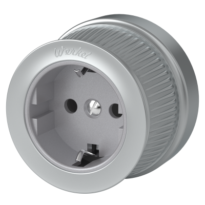 Werkel WL19-10-01/ Розетка с заземлением (Матовый хром) Ретро, a044922