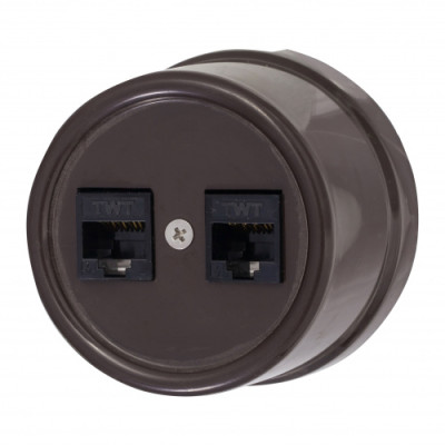 BIRONI Лизетта Пластик Коричневый Розетка 2-ая RJ45, B1-302-22