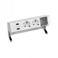 Simon 400 Настольный x4 розеточный блок, 2x2P+E, 2xUSB з/у, 1 пустой модуль, белый,, 42422000-130