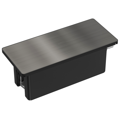 Donel Настольный встраиваемый розеточный блок с сдвижной крышкой из стали 6 мод. (3 мод. 45х45), черный, DDSB6SCBS