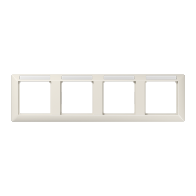 Рамка 4-кратная горизонтальная с полем для надписи слоновая кость, AS5840BFINA