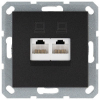 Интернет розекта 2х терминальная 6 категория, цвет антрацит, G6108B, Jasmart