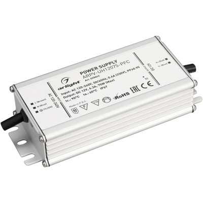 Блок питания ARPV-UH12075-PFC (12V, 6.3A, 75W) (Arlight, IP67 Металл, 7 лет), 025043
