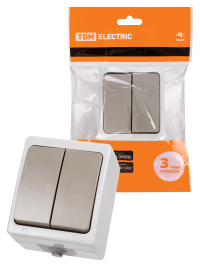 Выключатель 2-кл. открытой установки IP54 10А "Вуокса" TDM Electric, SQ1803-0002
