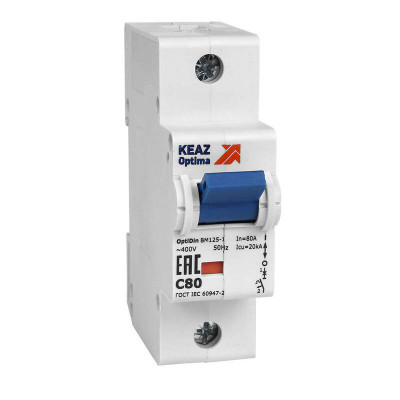 КЭАЗ OptiDin BM125 Автоматический выключатель 1P 80A D 20кА AC (BM125-1D80-14ln-УХЛ3)