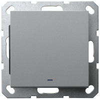 Выключатель одноклавишный со светодиодом 10A 250V~ с накладкой, цвет Алюминий, G3011NS, Jasmart Electric