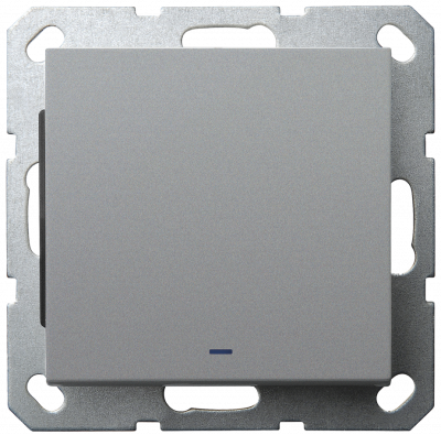 Выключатель одноклавишный со светодиодом 10A 250V~ с накладкой, цвет Алюминий, G3011NS, Jasmart Electric