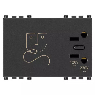 Vimar Розетка для электробритв с разделительным тр-ром, серая, 19290