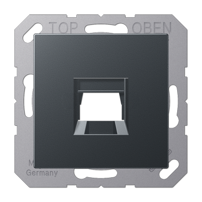 Kрышка для 1-го разъема; без видимого винта; подпружиненная шторка; термопласт; матовый антрацит, A1569-1WEANM