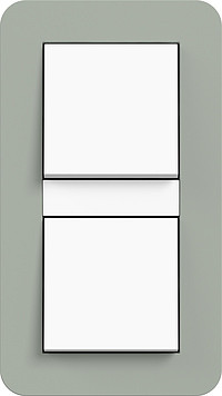 Gira Блок: Выключатель 1-клавишный + Выключатель 1-клавишный, глянцевый белый - Серо-зеленый, серия E3