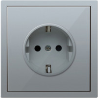 Розетка электрическая 2к+з, Donel серия R98, цвет Алюминий