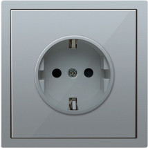 Розетка электрическая 2к+з, Donel серия R98, цвет Алюминий