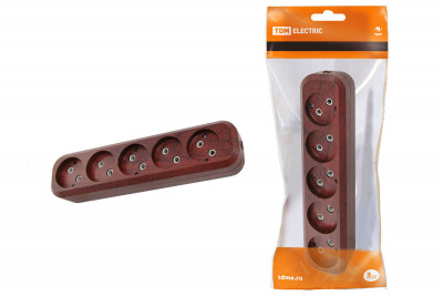 Колодка розеточная 5 гнезд 2П б/з 10А 250В "Эко" (бук) TDM Electric, SQ1806-0067