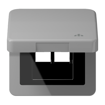 Накладка и крышка для двойных UAE розеток с символом "сеть"; термопласт серый, CD590KLLANGR