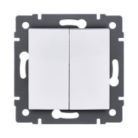 Выключатель кнопочный 2-клавишный 10А/250В, изогнутый, белый Kollinger REA-R-011WH для Aspekt, Eleganz, Reflex Выключатель кнопочный 2-клавишный 10А/250В, изогнутый, белый Kollinger REA-R-011WH для Aspekt, Eleganz, Reflex