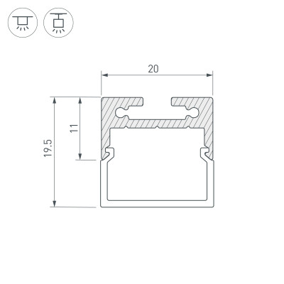 Профиль с экраном SL-LINE-2011M-2500 BLACK+OPAL SQUARE (Arlight, Алюминий), 027993