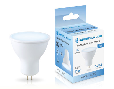 Светодиодная лампа MR16 13Вт 6400K GU5.3 110°, AMBRELLA LIGHT, 161306