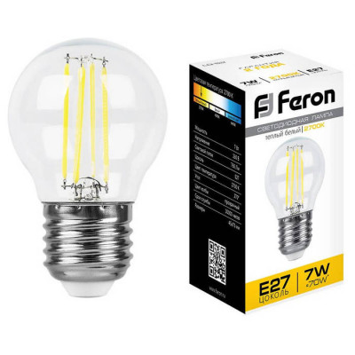 Лампа светодиодная, (7W) 230V E27 2700K, LB-52, Feron 25876