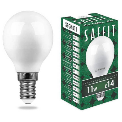 Лампа светодиодная, 11W 230V E14 6400K G45, SBG4511, Feron 55140