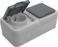 Donel W55 Розетка 2-я с защ.крышк., 2К+З. , накладная, серый, IP55, серия (тип) DIP55 , DIP28840