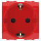 ДКС Электрическая розетка, с заземлением, со шторками, красная, 2 мод., 76482R