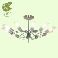 LUSSOLE LANO Люстра потолочная, цвет основания - матовый никель, плафон - стекло (цвет - белый), 10x7W E14, GRLSA-2813-10