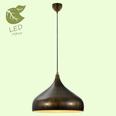 LUSSOLE SARATOGA Подвесной светильник, цвет основания - бронзовый, плафон - металл (цвет - бронзовый), 1x10W E27, GRLSP-9655