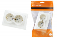 Розетка двойная 2П+З с защ. шт. 16А 250В белая "Таймыр" TDM Electric, SQ1814-0018