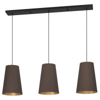 390196 Люстра PETROSA, 3X40W (E27), сталь, черный // текстиль, капучино, латунь, 390196