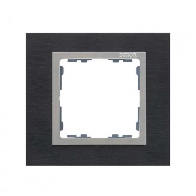 Simon S82N Рамка 1-ная, сталь матовая чёрная - алюминий (металл), 82917-38