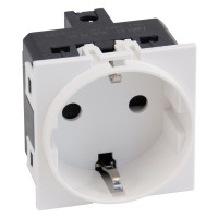 Розетка 220V с/з со шторками, винтовой зажим 16A (Белый матовый) Meiton, AW4141