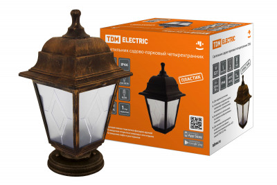 Светильник садово-парковый НТУ 04-60-001 четырехгр., напольный, пластик, расс.пластик, бронза TDM Electric, SQ0330-0778