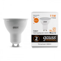Лампа Gauss Elementary MR16 11W 850lm 3000K GU10 LED 1/10/100, 13611