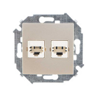 Simon Simon15 Розетка телефонн. 2хRJ11, винт. зажим, шампань, 1591589-034
