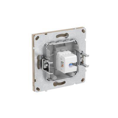 DKC KANT Компьютерная розетка RJ-45 без шторки, кат.5е одинарная, ванильный марципан, 7015663