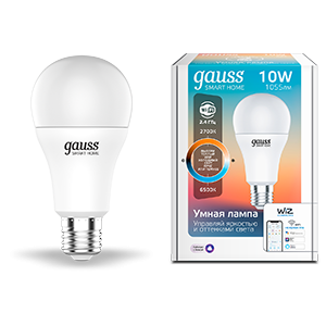 Gauss Лампа Smart Home A60 10W 1055lm 2700-6500К E27 изм.цвет.темп.+диммирование LED, 1080112