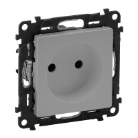 Legrand Valena LIFE.Силовая розетка 2К 16А 250В c лицевой панелью. Алюминий. C защитными шторками. Безвинтовые зажимы, 753616