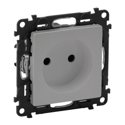 Legrand Valena LIFE.Силовая розетка 2К 16А 250В c лицевой панелью. Алюминий. C защитными шторками. Безвинтовые зажимы, 753616