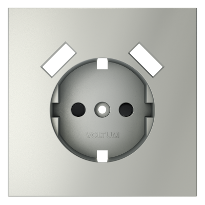 Накладка для розетки с заземлением и защитными шторками, с USB A+A, S70 (сталь), VLS000905