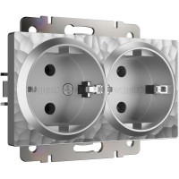 Werkel W1272006/ Розетка двойная с заземлением (hammer серебряный), a052074