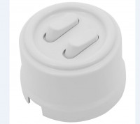 Bironi Выключатель 2-кл., пластик, цвет Белый (клавишный), B1-222-21